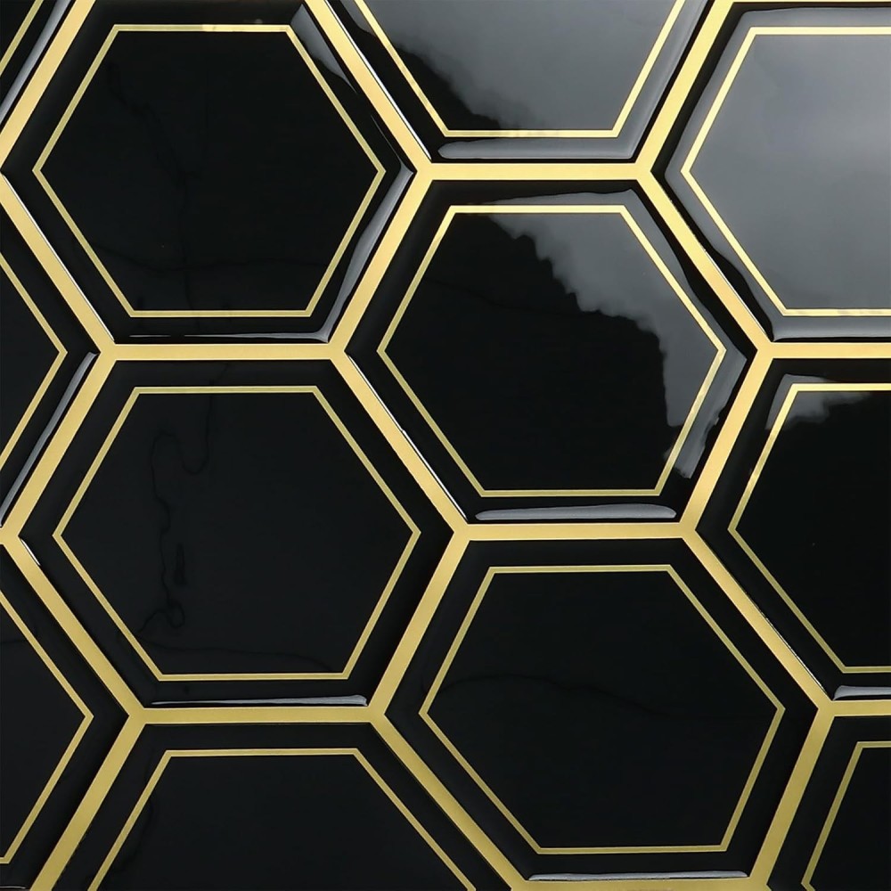 3D wall stickers VaryPaper hexagonal black 30.5x30,5 cm 20 pcs.