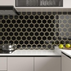 3D wall stickers VaryPaper hexagonal black 30.5x30,5 cm 20 pcs.