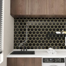 3D wall stickers VaryPaper hexagonal black 30.5x30,5 cm 20 pcs.