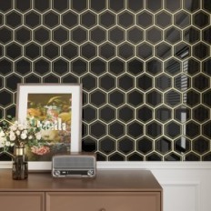 3D wall stickers VaryPaper hexagonal black 30.5x30,5 cm 20 pcs.