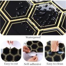 Autocollants muraux 3D Varypaper hexagonal noir 30.5x30,5 cm 20 pcs.