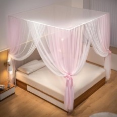 Κουνουπιέρα Mosquito Net Beyeutao 180x200cm Ροζ στο κρεβάτι κρεβάτι