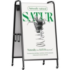 Metal YBAYMY Exhibition Stand with handle and storage shelf