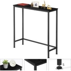 Een smalle consoletafel voor hal en metalen salon zwart