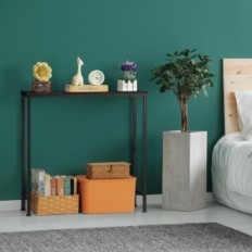 A Narrow Console Table for Hall and Metal Salon black