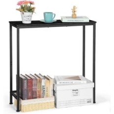 A Narrow Console Table for Hall and Metal Salon black