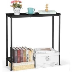 A Narrow Console Table for Hall and Metal Salon black