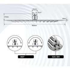 Detbom de 16 "de Detbom Head 304 Bocais de aço 404 40x40cm