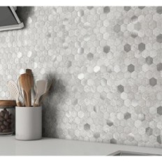 3D autocollants hexagonaux sur le mur de marbre et de métal 10 feuilles