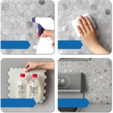 3D-Aufkleber Sechseckige an der Wand von Marmor- und Metall 10 Blatt