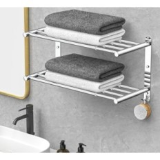 Towel hanger Adjustable 43-76 cm SUS304 Double without drilling