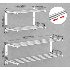 Percha de toalla ajustable 43-76 cm Sus304 Doble sin perforación