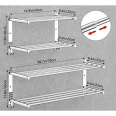 Toalheiro ajustável 43-76 cm Sus304 Duplo sem perfuração