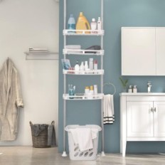 Étagère de salle de bain Arikon télescopique 4 niveaux sur les toilettes ajustable ivoire