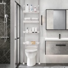 Étagère de salle de bain Arikon télescopique 4 niveaux sur les toilettes ajustable ivoire