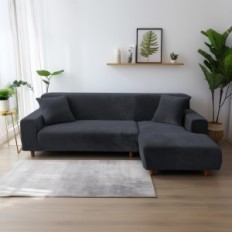 Copertura Sof Tianshu Spessa Velour Grigio Elastico 1/2/3 / 4-persona