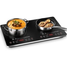 AMZCHEF 2-καυστήρα άλμπουμ 3500W με ρύθμιση ισχύος και 4 ώρες χρονοδιακόπτη