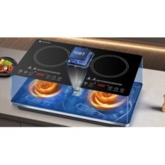 AMZCHEF 2-Burner albums 3500W ar jaudas regulēšanu un 4h taimeri