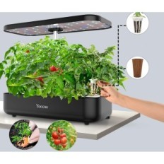 Hidroponinė auginimo sistema YOOCAA IGS-2012 augalai su LED ir aukščio reguliavimu 49.3cm juoda