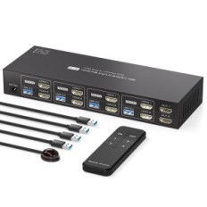 Commutateur HDMI KVM 4-Port 4K120HZ 8K60HZ USB 3.0 2 Moniteurs 4 ordinateurs