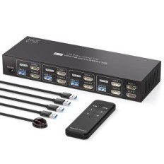 KVM HDMI Switch 4-Port 4K120HZ 8K60Hz USB 3.0 2 Monitores 4 Computadoras