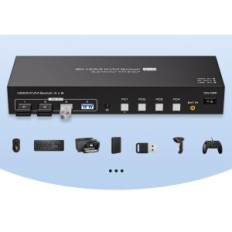KVM HDMI Slēdzis 4-PORT 4K120HZ 8K60HZ USB 3.0 2 Monitori 4 datori