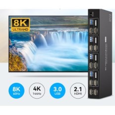 KVM HDMI Διακόπτης 4-θύρας 4K120Hz 8K60Hz USB 3.0 2 Οθόνες 4 υπολογιστές