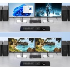 KVM HDMI Slēdzis 4-PORT 4K120HZ 8K60HZ USB 3.0 2 Monitori 4 datori