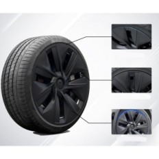 Superpositions de roue Tesla Modèle Y KAVANIC 19 POUCES NOIR GLACTED 4 PIÈCES OEM 2020-2023 0030653