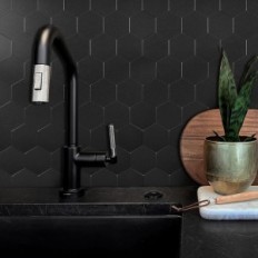 Azulejos autoadhesivos 4 mm Wostick 10 PCS. K- Muros de hexágono negro / cocina