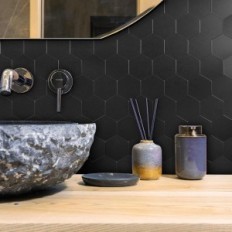 Selvklæbende fliser 4mm Wostick 10 stk. K- Sort Hexagon Væg / Køkken