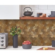 Zelfklevende tegels 4mm WOSTICK - 10 stuks voor muren / keuken Ebronze