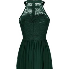 Ženska haljina WedTRend koktel chiffon čipka tamno zelena xxl