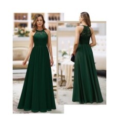 Women's dress Wedtrend cocktail chiffon lace dark green xxl