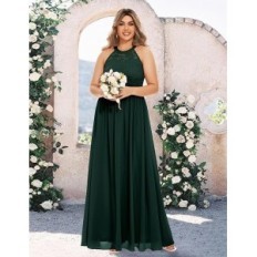 Women's dress Wedtrend cocktail chiffon lace dark green xxl