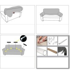 Tapa de Sof 4-persona Tianshu Flexible No resbalón Beige