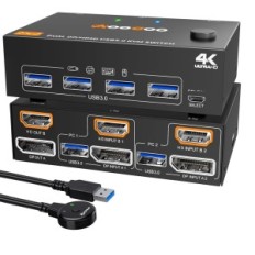 KVM 2XPC 2XMONITOR HDMI DISPLEJEPORTOVOSTI 4K60HZ USB 3.0 SPÍNAČ
