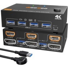 KVM 2XPC 2xmonitor HDMI DisplayPort 4K60Hz USB 3.0 Spínač