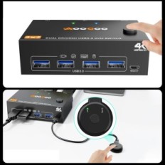 KVM 2xPC 2xMonitor HDMI DisplayPort 4k60Hz USB 3.0 Lüliti