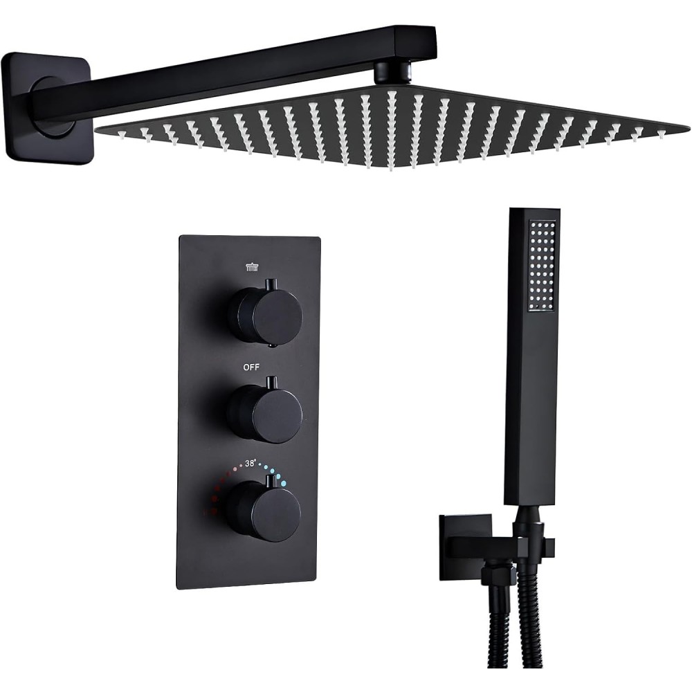 Summer shower set Sanitodox black thermostatic 25cm exhibition