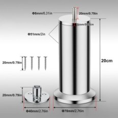 Nebaigti baldai kojos M8 Qenovo 304 Nerūdijančio plieno 20 cm paroda