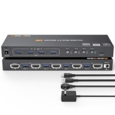 KVM HDMI jungiklis 4K / 60Hz iki 4 kompiuteriai 1 Monitorius 4xusb3.0 su nuotoliniu valdymu