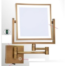 Wall Mirror με οπίσθιο φωτισμό και περιστρεφόμενη μεγέθυνση με ορείχαλκο USB