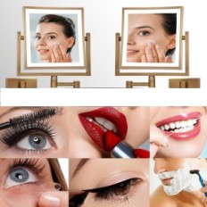 Wall Mirror με οπίσθιο φωτισμό και περιστρεφόμενη μεγέθυνση με ορείχαλκο USB