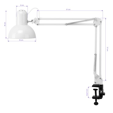 PiX 314 Schreibtischlampe Weiß — Seitenansicht