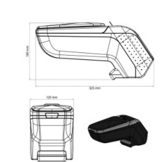 Middle Armrest for Fiat 500 2016 without 500E Rati Armster2 with clipboard