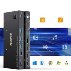 Vaihda KVM SINUNTATHDAV USB-C 2 Tietokoneet 2 Dual 4K -monitorit @ 60Hz