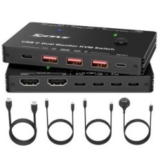 Lüliti KVM YouTinghdav USB-C 2 PC 2 Dual HDMI monitorid 4K @ 60Hz 65W PD