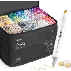 Alcoholic markers Ohuhu 200 colors tip chisel and fine oahu pouch