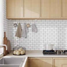 Telhas auto-adesivas Yoillione 3d branco com uma frota preta para a cozinha e banheiro 10 folhas